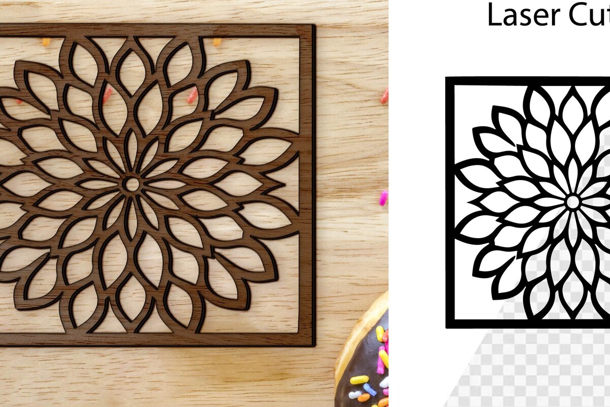 Σετ των 2 Intra απο ξύλο plywood 3mm-4mm πάχος – Τετράγωνο Coaster Coaster Cut Laser. Δίασταση  20x20 cm INTRAFABR-115443026