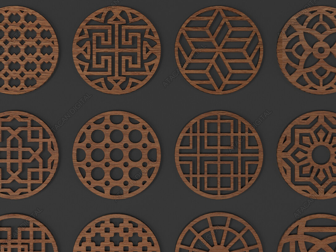 Σετ των 2 Intra απο ξύλο plywood 3mm-4mm πάχος – Αρχείο κοπής με λέιζερ Square Coster Set Δίασταση  20x20 cm INTRAFABR-39075547