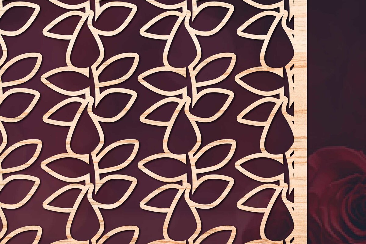 Σετ των 2 Intra απο ξύλο plywood 3mm-4mm πάχος – Τετράγωνες κορνίζες με λουλουδάτο μοτίβο Δίασταση  20x20 cm INTRAFABR-58379254