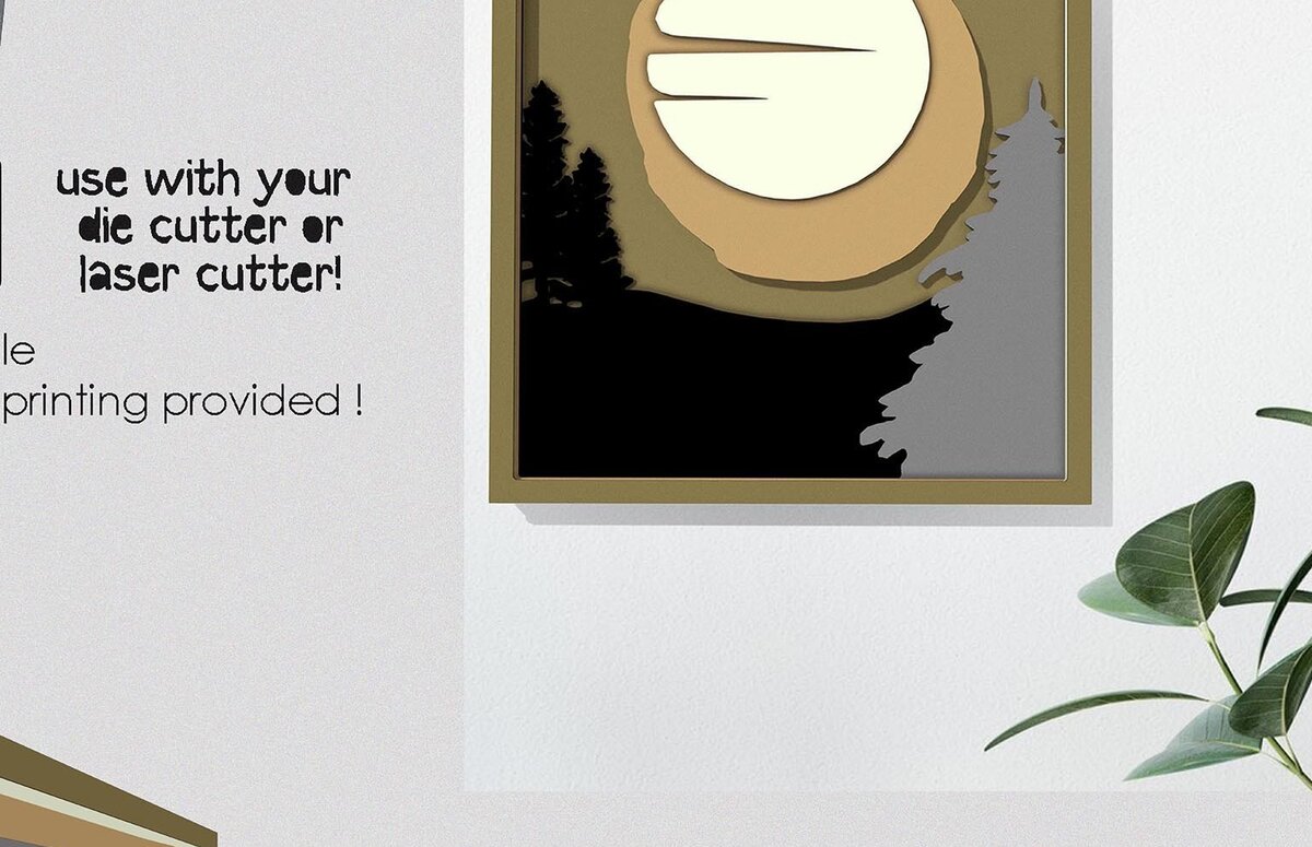 Σετ των 2 Intra απο ξύλο plywood 3mm-4mm πάχος – Αρχείο αποκοπής ρετρό τοπίο με τετράγωνο στρώμα Δίασταση  20x20 cm INTRAFABR-35670975