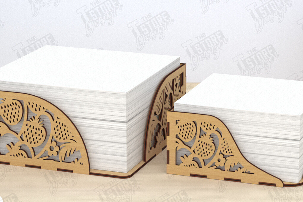 Σετ των 2 Intra απο ξύλο plywood 3mm-4mm πάχος – Τετράγωνη θήκη χαρτοπετσέτας| Αρχείο CNC Δίασταση  20x20 cm INTRAFABR-120025887