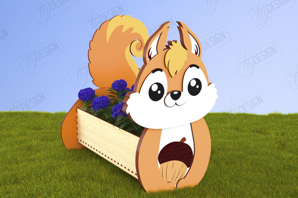 Σετ των 2 Intra απο ξύλο plywood 3mm-4mm πάχος – Squirrel Flower Stand | Κήπος Δίασταση  20x20 cm INTRAFABR-120427613