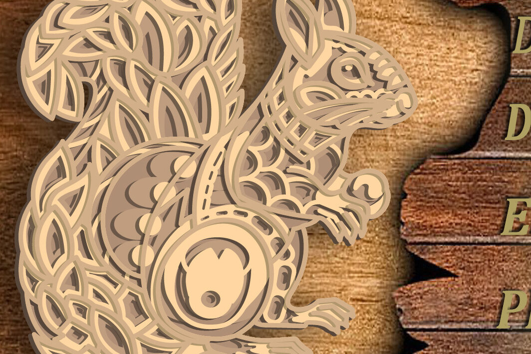 Σετ των 2 Intra απο ξύλο plywood 3mm-4mm πάχος – Αρχεία AI Squirrel / Multi Layer DXF Δίασταση  20x20 cm INTRAFABR-75122291