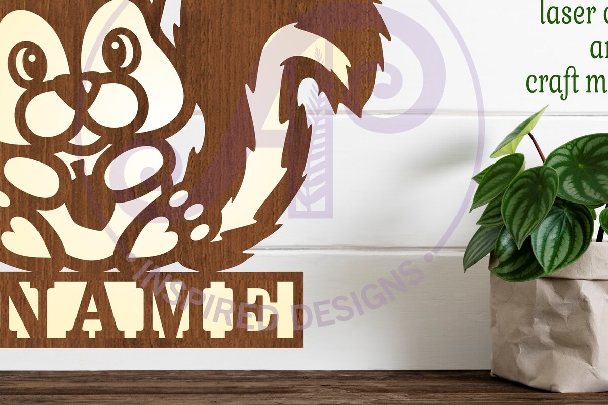 Intra απο ξύλο plywood 3mm-4mm πάχος – Αρχείο κοπής με λέιζερ Squirrel Name Sign Δίασταση  40x30 cm INTRAFABR-83182812