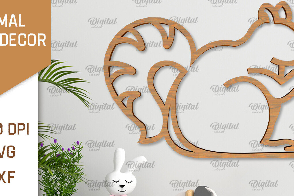 Intra απο ξύλο plywood 3mm-4mm πάχος – Διακόσμηση τοίχου με λέιζερ σκίουρος Δίασταση  40x30 cm INTRAFABR-102463682