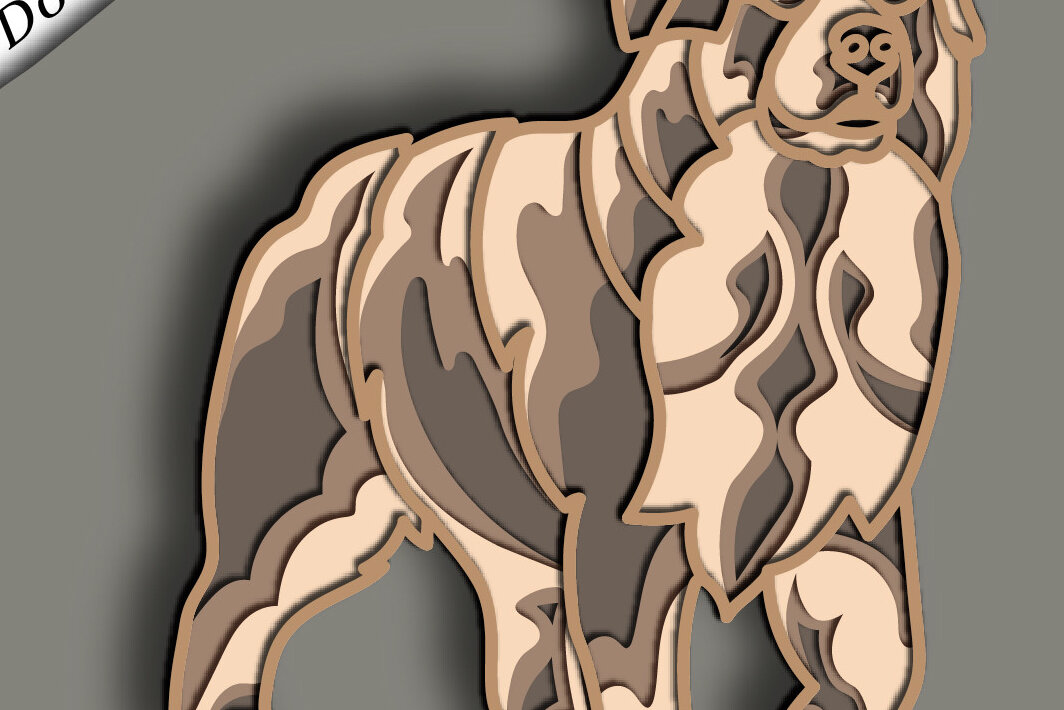 Σετ των 2 Intra απο ξύλο plywood 3mm-4mm πάχος – St Bernar Dog Multilayer/3D Layered Δίασταση  20x20 cm INTRAFABR-67067731