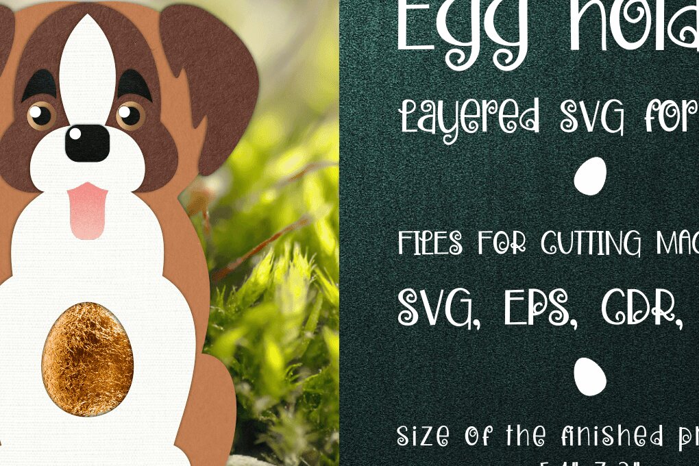 Σετ των 2 Intra απο ξύλο plywood 3mm-4mm πάχος – St. Bernard Dog | Πρότυπο θήκης αυγών Δίασταση  20x20 cm INTRAFABR-35732609