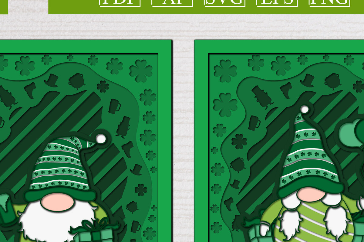 Σετ των 2 Intra απο ξύλο plywood 3mm-4mm πάχος – Προσφορά St. Patrick Gnome Bundle 3d Δίασταση  20x20 cm INTRAFABR-61783815