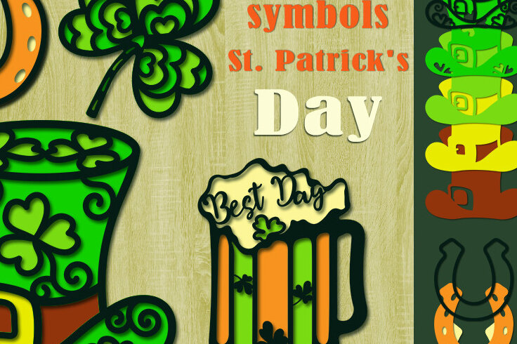 Σετ των 2 Intra απο ξύλο plywood 3mm-4mm πάχος – Αρχείο 3D του St. Patrick Δίασταση  20x20 cm INTRAFABR-25511268