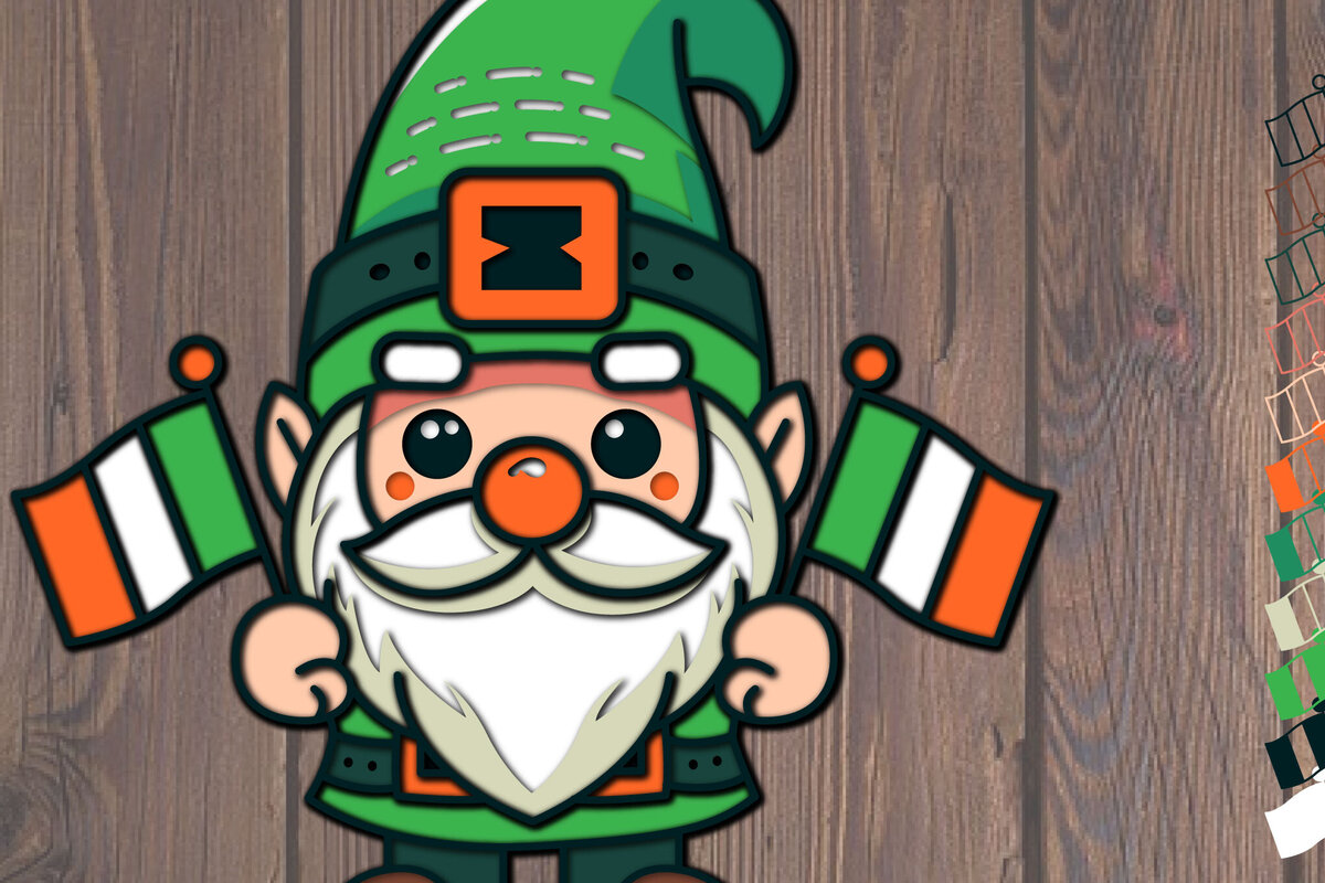 Σετ των 2 Intra απο ξύλο plywood 3mm-4mm πάχος – Ημέρα του Αγίου Πατρικίου 3d Gnome Paper Cut Δίασταση  20x20 cm INTRAFABR-117455478