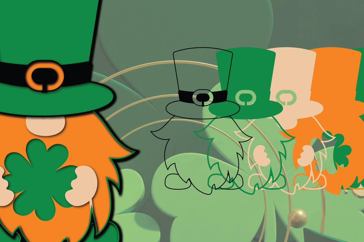 Σετ των 2 Intra απο ξύλο plywood 3mm-4mm πάχος – Ημέρα του Αγίου Πατρικίου 3d Gnome Paper Cut Δίασταση  20x20 cm INTRAFABR-23310076