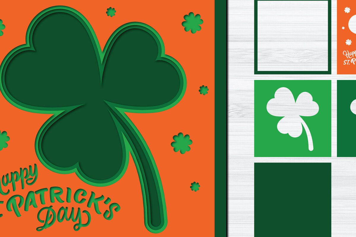 Σετ των 2 Intra απο ξύλο plywood 3mm-4mm πάχος – Τρισδιάστατη κοπή χαρτιού για την Ημέρα του Αγίου Πατρικίου Δίασταση  20x20 cm INTRAFABR-24684057