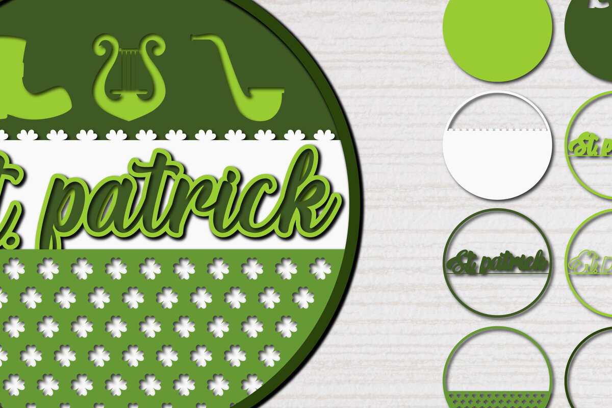 Σετ των 2 Intra απο ξύλο plywood 3mm-4mm πάχος – Ημέρα του Αγίου Πατρικίου 3d Paper cut Δίασταση  20x20 cm INTRAFABR-62226837