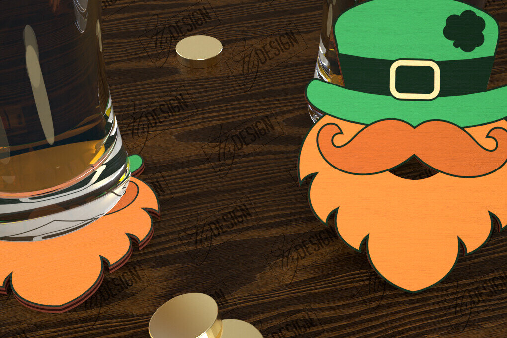 Σετ των 2 Intra απο ξύλο plywood 3mm-4mm πάχος – Σουβέρ για την ημέρα του Αγίου Πατρικίου | Κύπελλο σουβέρ Δίασταση  20x20 cm INTRAFABR-115439389