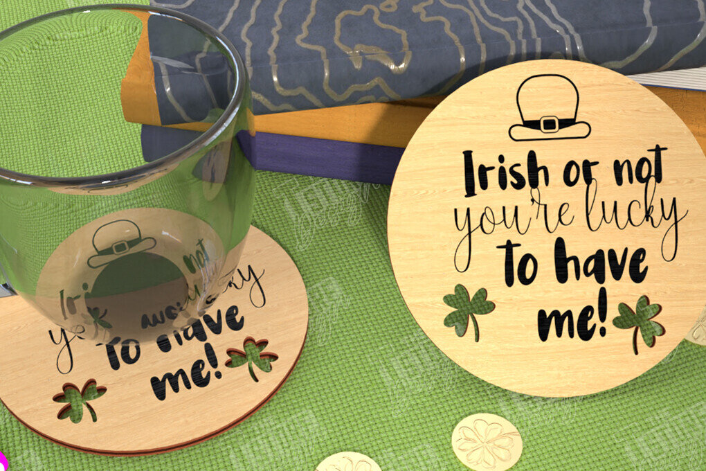 Σετ των 2 Intra απο ξύλο plywood 3mm-4mm πάχος – Σουβέρ για την ημέρα του Αγίου Πατρικίου | Κύπελλο σουβέρ Δίασταση  20x20 cm INTRAFABR-115453691