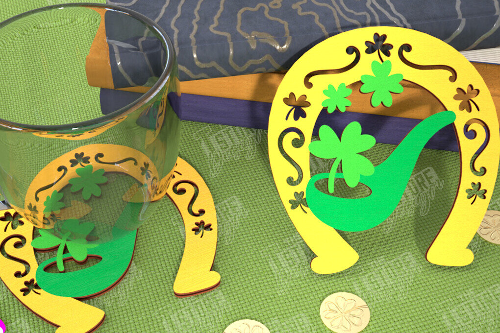 Σετ των 2 Intra απο ξύλο plywood 3mm-4mm πάχος – Σουβέρ για την ημέρα του Αγίου Πατρικίου | Κύπελλο σουβέρ Δίασταση  20x20 cm INTRAFABR-115453696