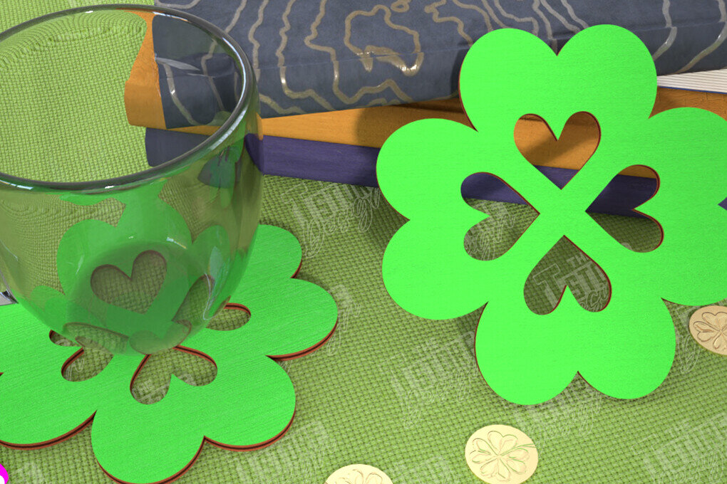 Σετ των 2 Intra απο ξύλο plywood 3mm-4mm πάχος – Σουβέρ για την ημέρα του Αγίου Πατρικίου | Κύπελλο σουβέρ Δίασταση  20x20 cm INTRAFABR-115453701