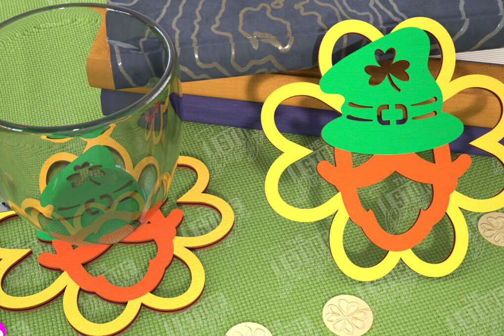 Σετ των 2 Intra απο ξύλο plywood 3mm-4mm πάχος – Σουβέρ για την ημέρα του Αγίου Πατρικίου | Κύπελλο σουβέρ Δίασταση  20x20 cm INTRAFABR-115453707