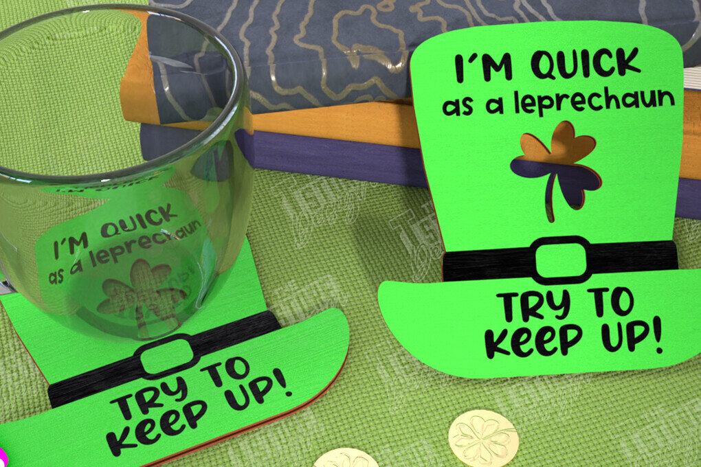 Σετ των 2 Intra απο ξύλο plywood 3mm-4mm πάχος – Σουβέρ για την ημέρα του Αγίου Πατρικίου | Κύπελλο σουβέρ Δίασταση  20x20 cm INTRAFABR-115453719