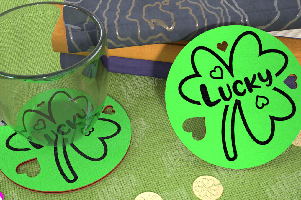 Σετ των 2 Intra απο ξύλο plywood 3mm-4mm πάχος – Σουβέρ για την ημέρα του Αγίου Πατρικίου | Κύπελλο σουβέρ Δίασταση  20x20 cm INTRAFABR-115453728