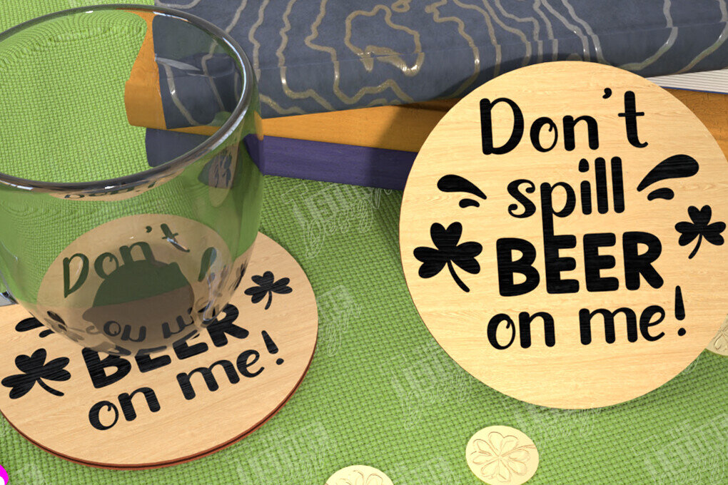 Σετ των 2 Intra απο ξύλο plywood 3mm-4mm πάχος – Σουβέρ για την ημέρα του Αγίου Πατρικίου | Κύπελλο σουβέρ Δίασταση  20x20 cm INTRAFABR-115453735