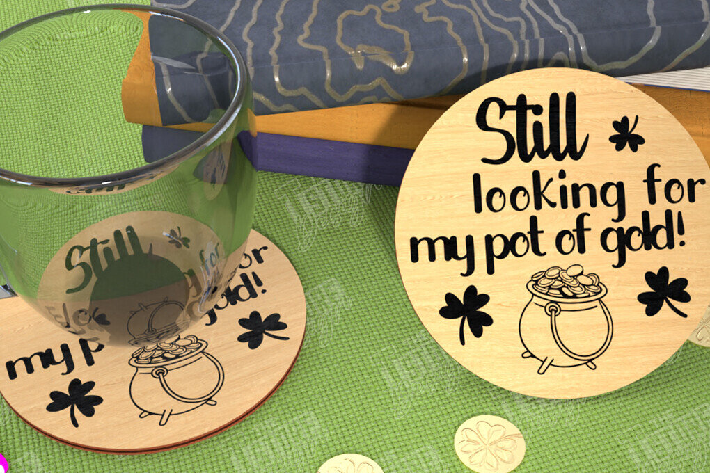 Σετ των 2 Intra απο ξύλο plywood 3mm-4mm πάχος – Σουβέρ για την ημέρα του Αγίου Πατρικίου | Κύπελλο σουβέρ Δίασταση  20x20 cm INTRAFABR-115453741