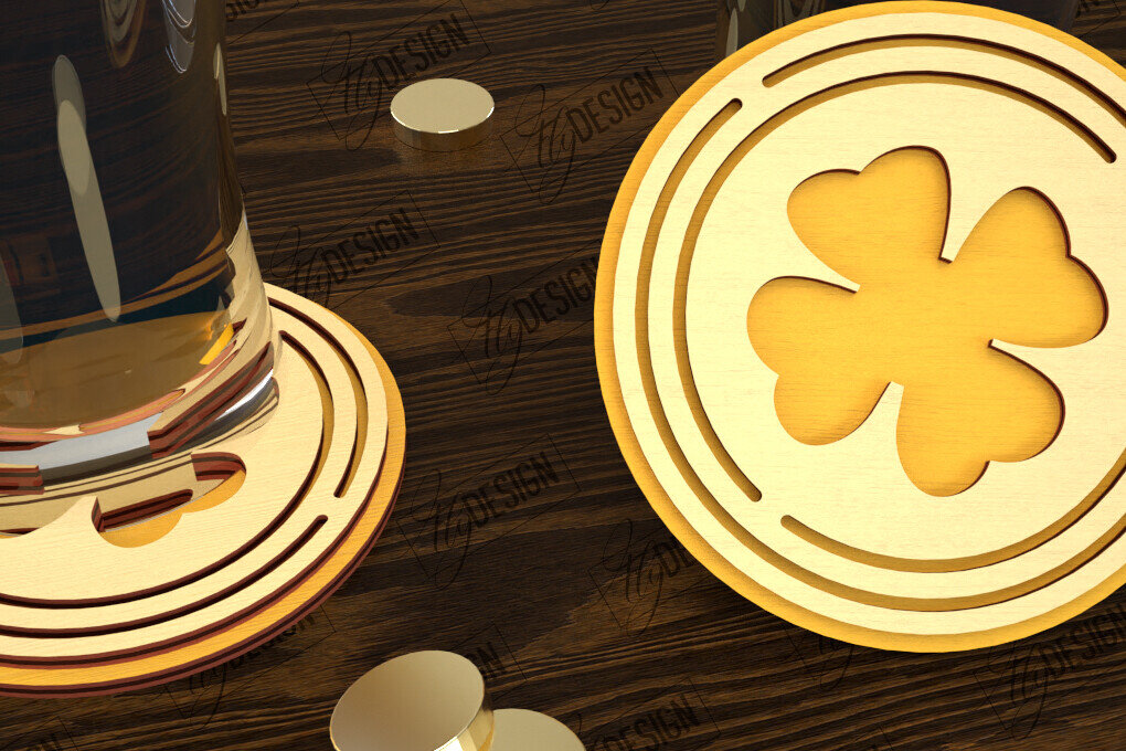 Σετ των 2 Intra απο ξύλο plywood 3mm-4mm πάχος – Σουβέρ για την ημέρα του Αγίου Πατρικίου | Κύπελλο σουβέρ Δίασταση  20x20 cm INTRAFABR-115439338