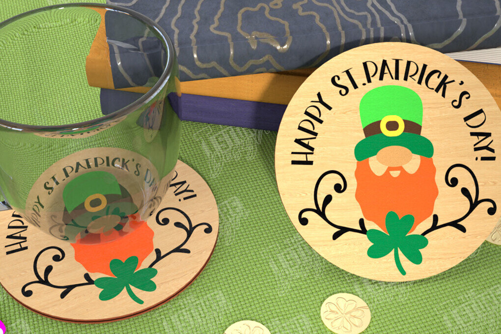 Σετ των 2 Intra απο ξύλο plywood 3mm-4mm πάχος – Σουβέρ για την ημέρα του Αγίου Πατρικίου | Κύπελλο σουβέρ Δίασταση  20x20 cm INTRAFABR-115453748