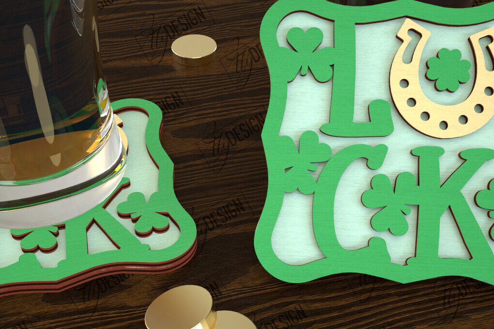 Σετ των 2 Intra απο ξύλο plywood 3mm-4mm πάχος – Σουβέρ για την ημέρα του Αγίου Πατρικίου | Κύπελλο σουβέρ Δίασταση  20x20 cm INTRAFABR-115439347