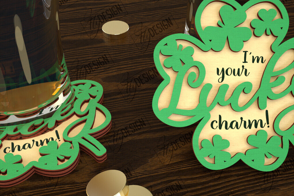 Σετ των 2 Intra απο ξύλο plywood 3mm-4mm πάχος – Σουβέρ για την ημέρα του Αγίου Πατρικίου | Κύπελλο σουβέρ Δίασταση  20x20 cm INTRAFABR-115439361