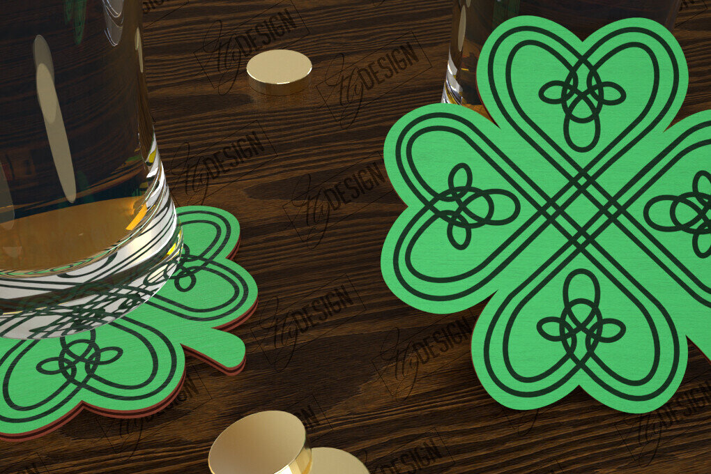 Σετ των 2 Intra απο ξύλο plywood 3mm-4mm πάχος – Σουβέρ για την ημέρα του Αγίου Πατρικίου | Κύπελλο σουβέρ Δίασταση  20x20 cm INTRAFABR-115439371