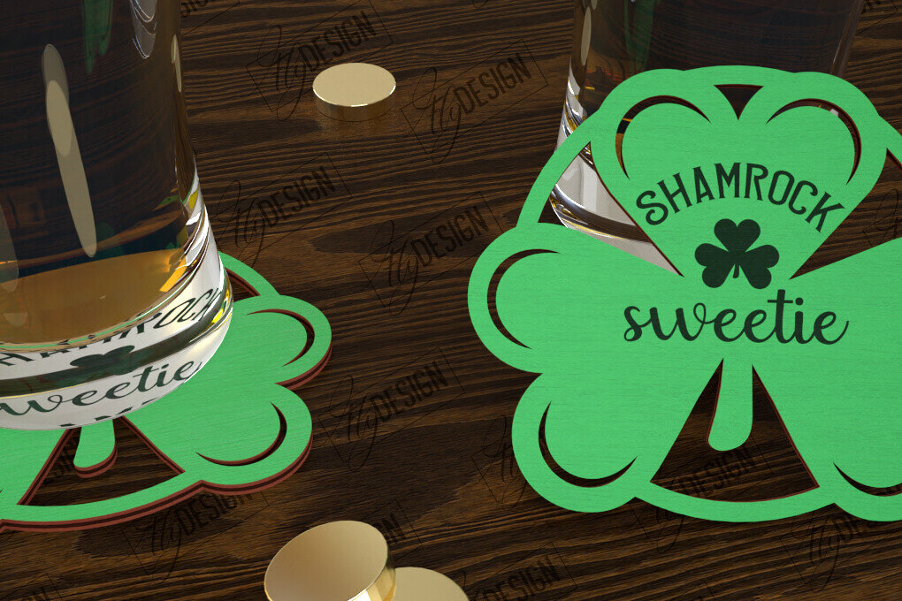 Σετ των 2 Intra απο ξύλο plywood 3mm-4mm πάχος – Σουβέρ για την ημέρα του Αγίου Πατρικίου | Κύπελλο σουβέρ Δίασταση  20x20 cm INTRAFABR-115439379