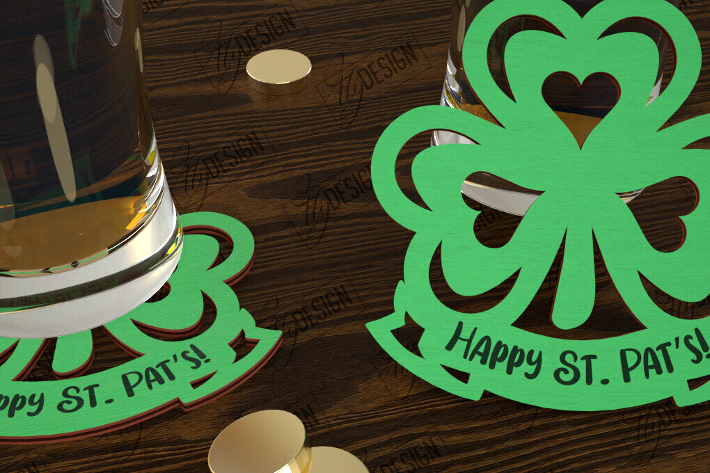 Σετ των 2 Intra απο ξύλο plywood 3mm-4mm πάχος – Σουβέρ για την ημέρα του Αγίου Πατρικίου | Κύπελλο σουβέρ Δίασταση  20x20 cm INTRAFABR-115439333