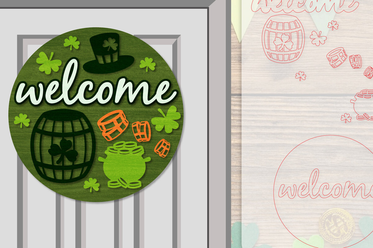 Σετ των 2 Intra απο ξύλο plywood 3mm-4mm πάχος – Κρεμάστρα πόρτας St. Patrick's Day Lasercut Δίασταση  20x20 cm INTRAFABR-117786602