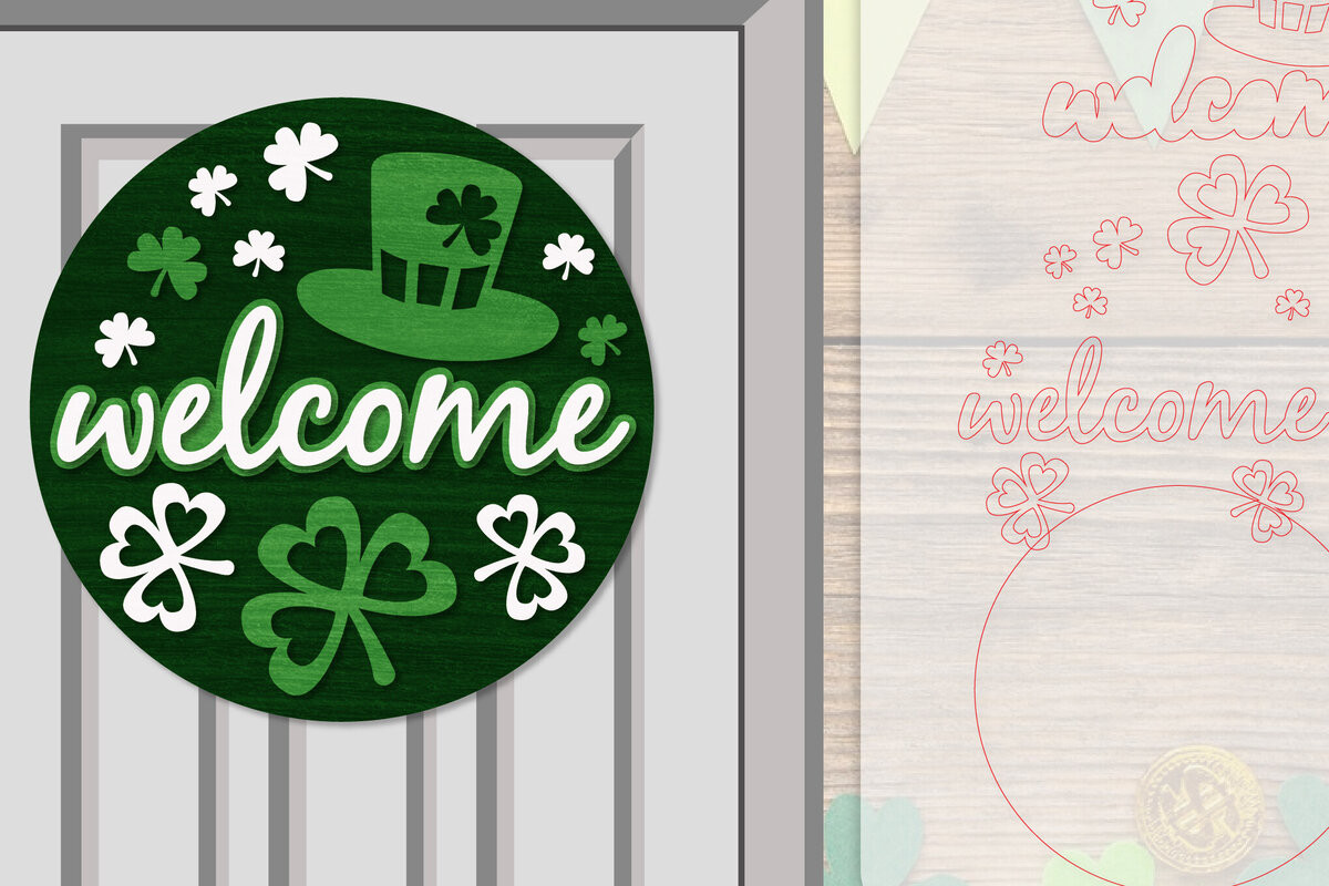 Σετ των 2 Intra απο ξύλο plywood 3mm-4mm πάχος – Κρεμάστρα πόρτας St. Patrick's Day Lasercut Δίασταση  20x20 cm INTRAFABR-117786550