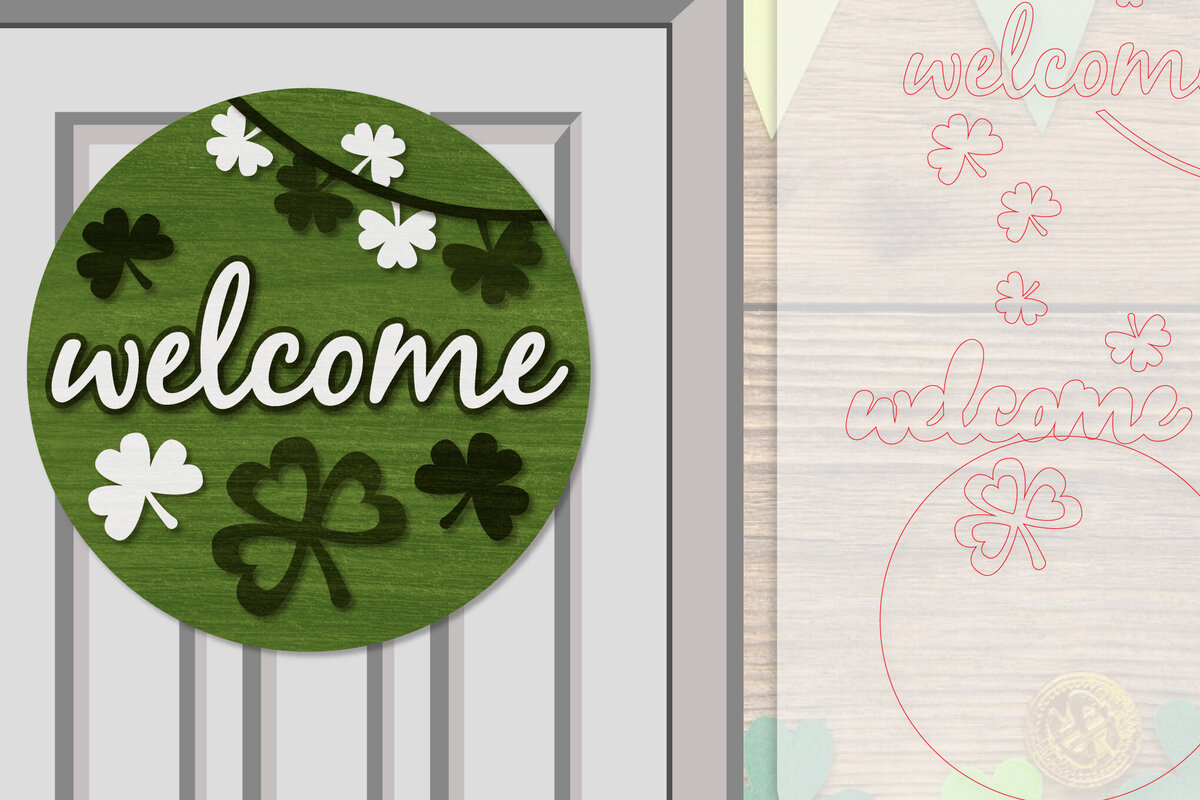 Σετ των 2 Intra απο ξύλο plywood 3mm-4mm πάχος – Κρεμάστρα πόρτας St. Patrick's Day Lasercut Δίασταση  20x20 cm INTRAFABR-117786563