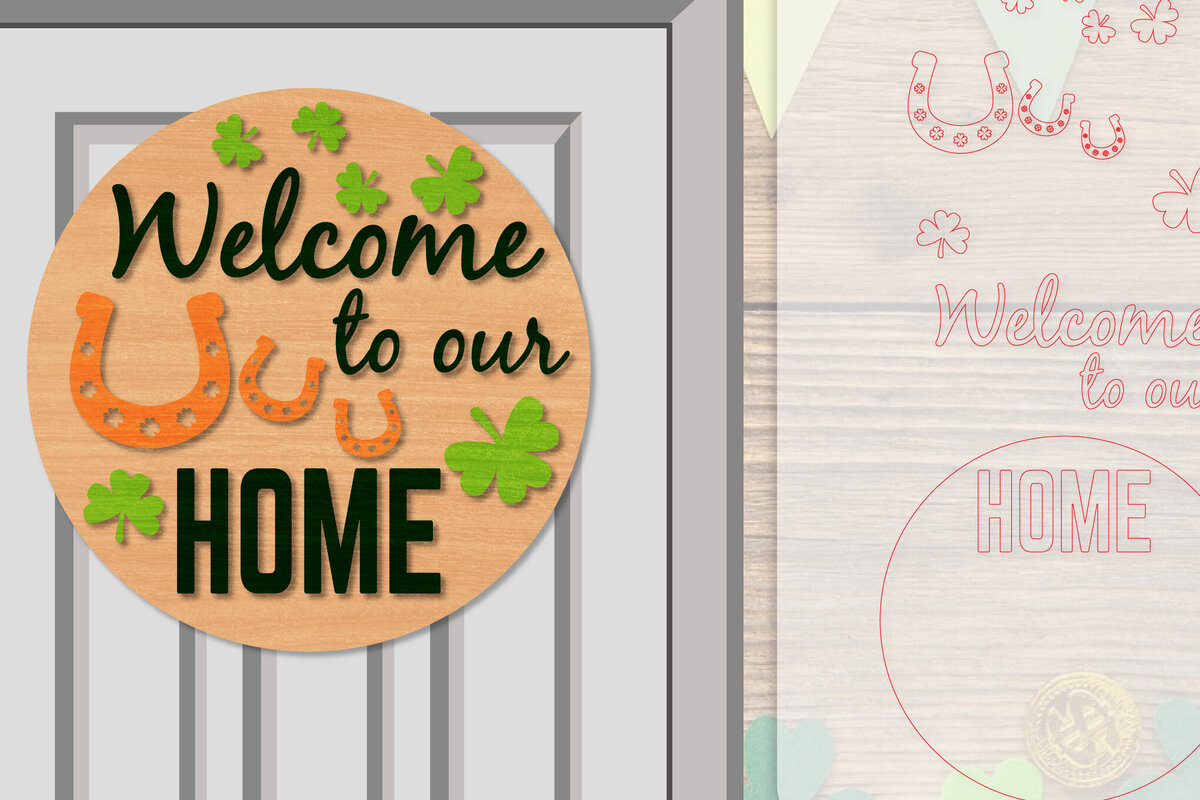 Σετ των 2 Intra απο ξύλο plywood 3mm-4mm πάχος – Κρεμάστρα πόρτας St. Patrick's Day Lasercut Δίασταση  20x20 cm INTRAFABR-117786585