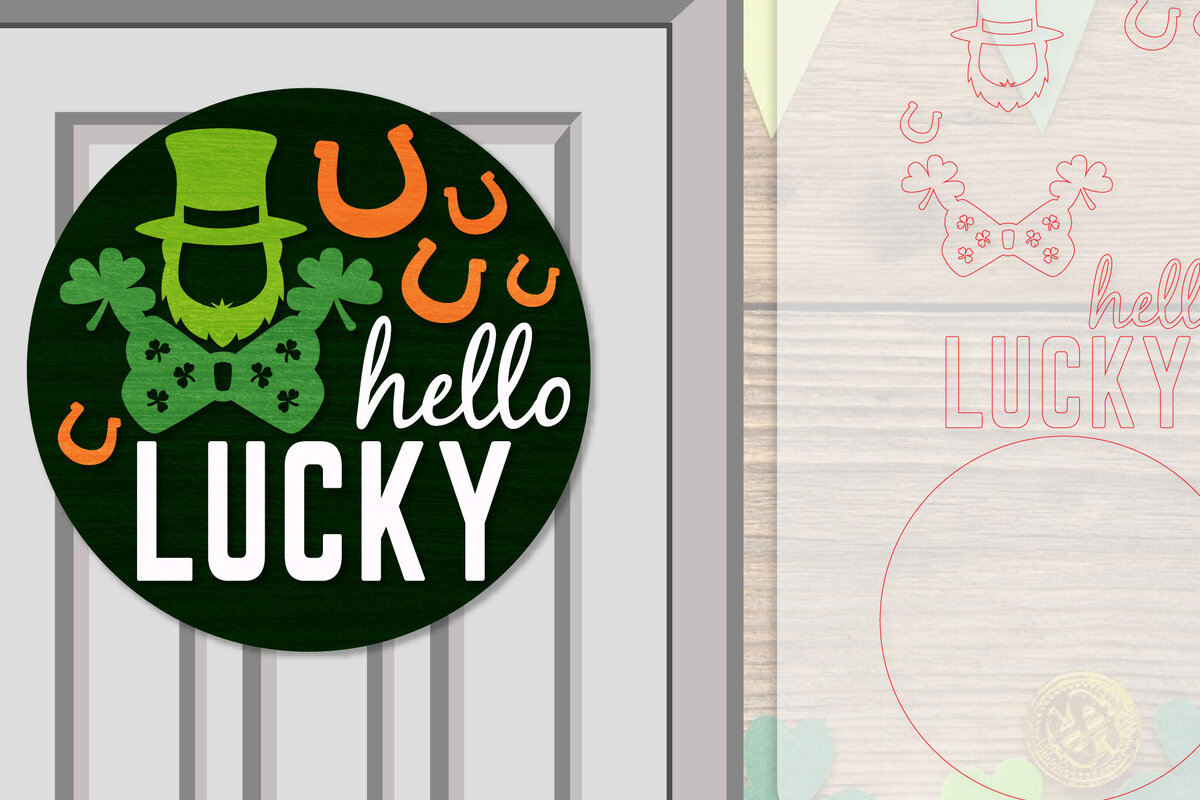 Σετ των 2 Intra απο ξύλο plywood 3mm-4mm πάχος – Κρεμάστρα πόρτας St. Patrick's Day Lasercut Δίασταση  20x20 cm INTRAFABR-117786593