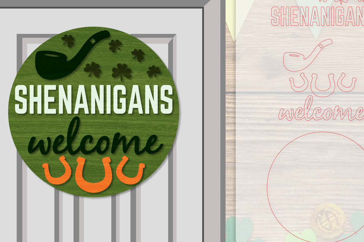 Σετ των 2 Intra απο ξύλο plywood 3mm-4mm πάχος – Κρεμάστρα πόρτας St. Patrick's Day Lasercut Δίασταση  20x20 cm INTRAFABR-117786597