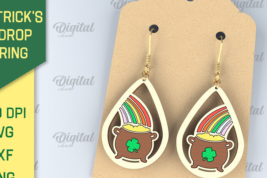 Σετ των 3 Intra απο ξύλο plywood 3mm-4mm πάχος – Σκουλαρίκια St. Patrick's Day Drop Lasercut Δίασταση  5x5 cm INTRAFABR-87837987