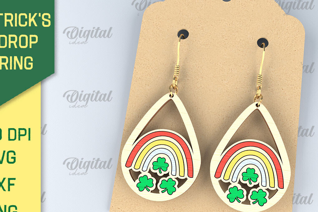 Σετ των 3 Intra απο ξύλο plywood 3mm-4mm πάχος – Σκουλαρίκια St. Patrick's Day Drop Lasercut Δίασταση  5x5 cm INTRAFABR-87838180