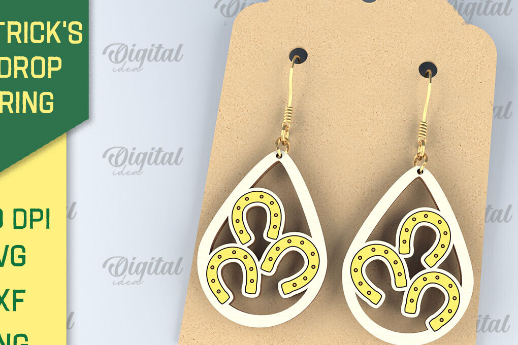 Σετ των 3 Intra απο ξύλο plywood 3mm-4mm πάχος – Σκουλαρίκια St. Patrick's Day Drop Lasercut Δίασταση  5x5 cm INTRAFABR-87838219