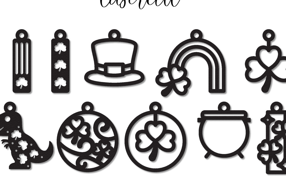 Σετ των 3 Intra απο ξύλο plywood 3mm-4mm πάχος – Σκουλαρίκια St Patrick's Day Lasercut Δίασταση  5x5 cm INTRAFABR-117725413