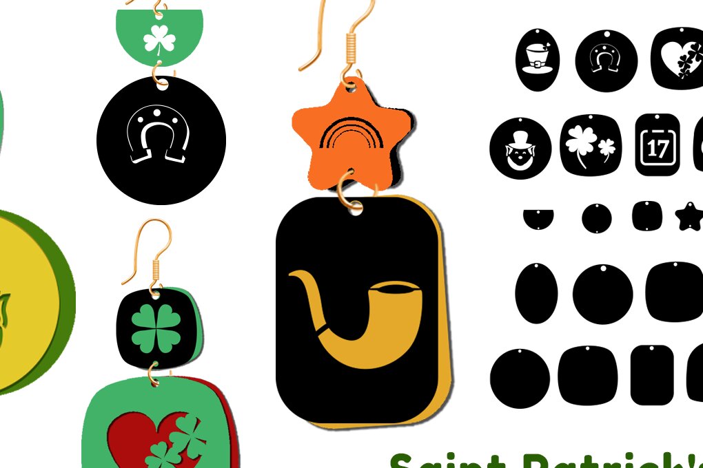 Σετ των 3 Intra απο ξύλο plywood 3mm-4mm πάχος – Σκουλαρίκια του Αγίου Πατρικίου Δίασταση  5x5 cm INTRAFABR-62457151