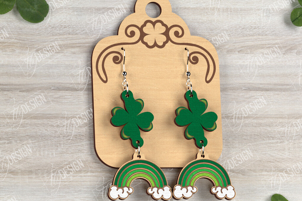 Σετ των 3 Intra απο ξύλο plywood 3mm-4mm πάχος – Σκουλαρίκια του Αγίου Πατρικίου | Αξεσουάρ Δίασταση  5x5 cm INTRAFABR-115434852