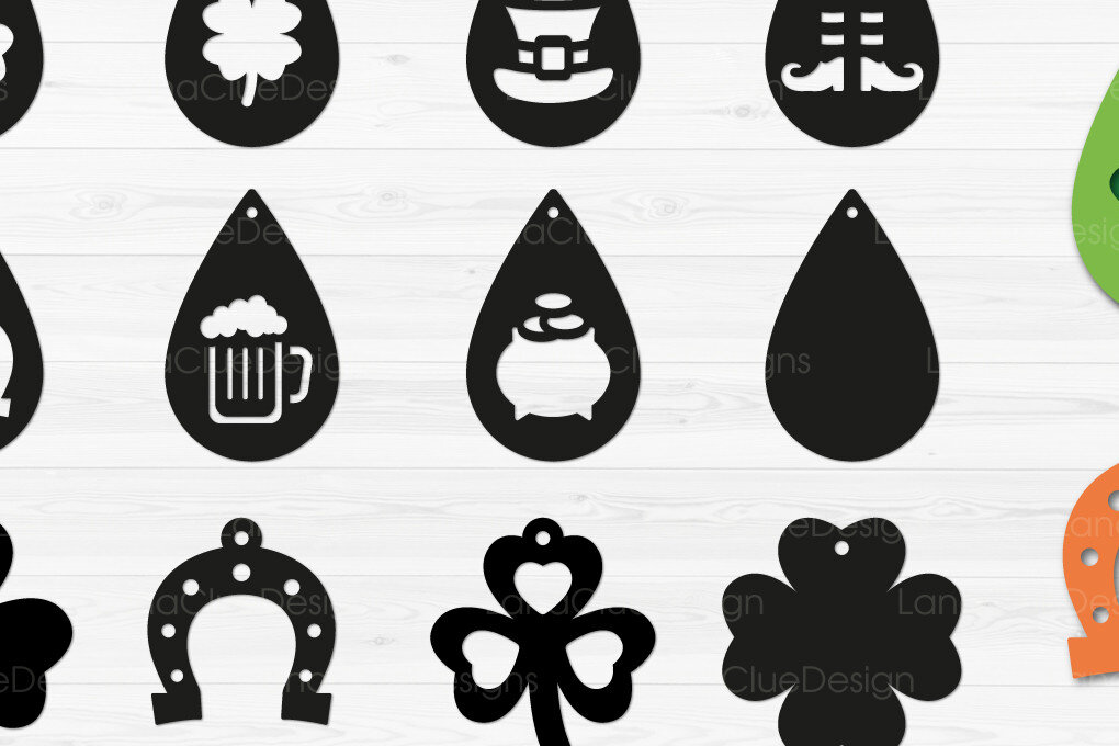 Σετ των 3 Intra απο ξύλο plywood 3mm-4mm πάχος – Πακέτο με σκουλαρίκια St Patrick's Day Δίασταση  5x5 cm INTRAFABR-67847620