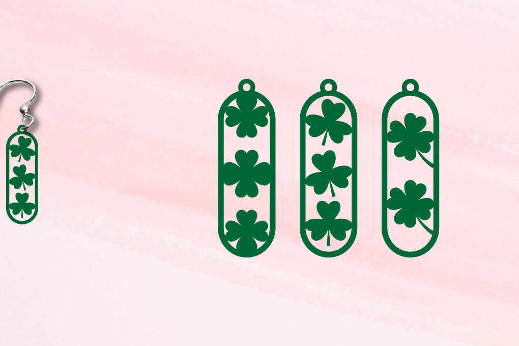 Σετ των 3 Intra απο ξύλο plywood 3mm-4mm πάχος – Πακέτο με σκουλαρίκια St Patrick's Day Δίασταση  5x5 cm INTRAFABR-114930236