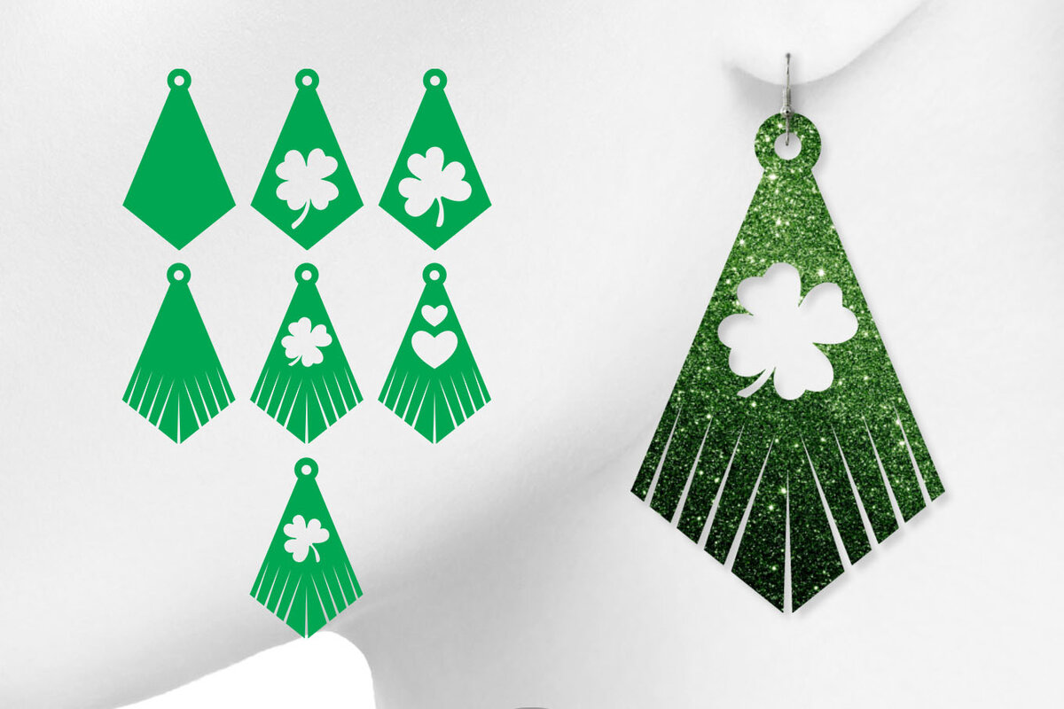 Intra απο ξύλο plywood 3mm-4mm πάχος – Σκουλαρίκια St Patricks Day, Σκουλαρίκι με κρόσσια Δίασταση  5x5 cm INTRAFABR-7994024