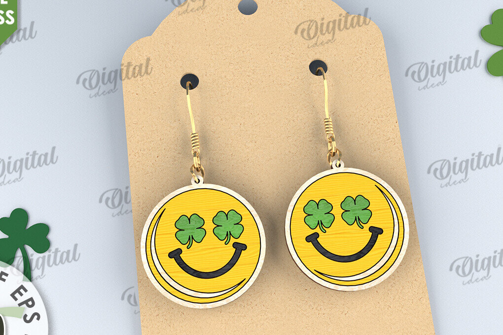 Σετ των 3 Intra απο ξύλο plywood 3mm-4mm πάχος – St Patricks Day Σκουλαρίκια με λέιζερ Δίασταση  5x5 cm INTRAFABR-114201337