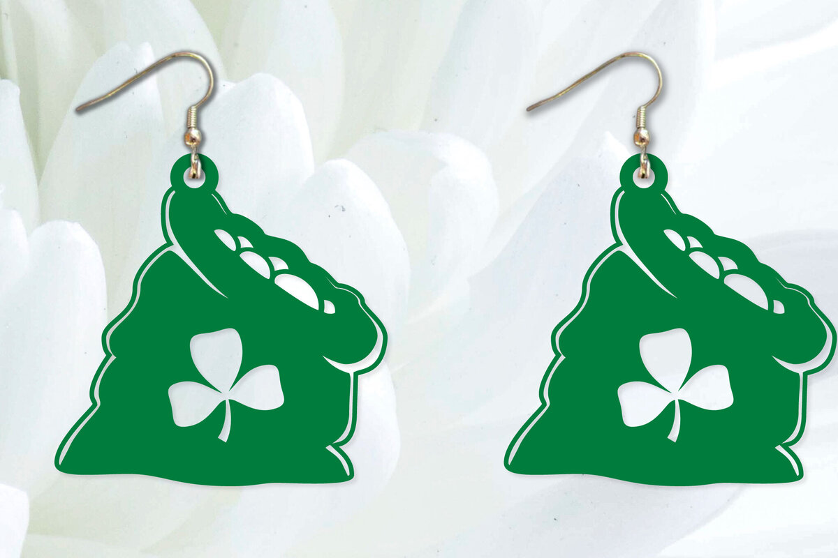 Intra απο ξύλο plywood 3mm-4mm πάχος – Σκουλαρίκια St Patrick's Day Δίασταση  5x5 cm INTRAFABR-90694351